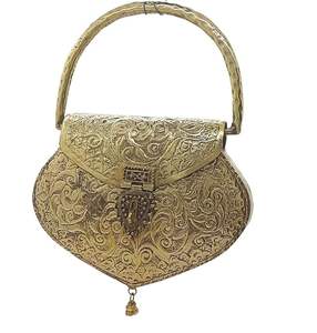 royal embossed brass <b>clutch</b> handbag for cultural celebrations high-end handcrafted brass <b>clutch</b> <b>bag</b> for upscale fashion - Product Image 3