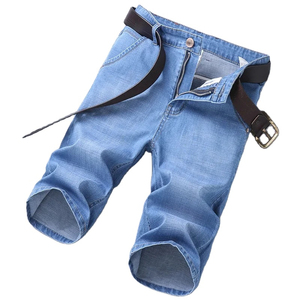 Wholesale Customized Men <b>Zipper</b> Fly Jeans <b>Shorts</b> Loose Fit 100%Cotton Denim Jeans <b>Shorts</b> Belt Waist Logo Print Men's Denim <b>Short</b> - Product Image 3