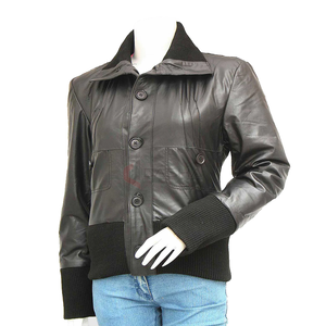 2025 femmes en cuir véritable veste Durable lin doublure coton remplissage Nylon pour printemps hiver utilisation mince coupe ample solide - Product Image 2