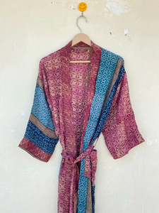 Kimono de seda hecho a mano hermoso Kimono de seda crepé envolvente de seda envolvente - Product Image 3