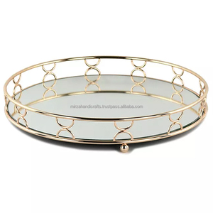 Plateaux de découpe laser en métal Miroir rond en verre Plateau plaqué or Vanity décorative Utilisation de stockage de parfum - Product Image 6