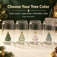 Gobelet en verre pour arbre de Noël 550 ml, tasse à boire en borosilicate avec arbre 3D à l'intérieur pour cadeaux de Noël et logo personnalisé