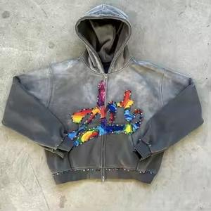 Fabricantes de ropa de hombre personalizado logotipo en relieve 3D Puff impresión en relieve de gran tamaño pulóver 500G sudaderas con capucha - Product Image 3