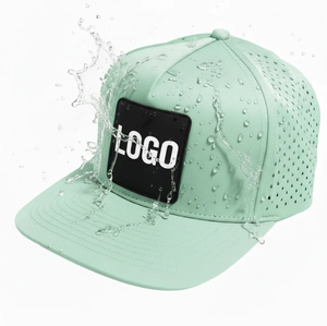 <b>Waterproof</b> Laser Cut 6-Panel Perforated Laser Hole High Quality Custom 100% Polyester Canvas Unisex Baseball Cap Adjustable Four - Product Image 1