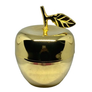 Pot de bougie en métal en acier inoxydable en forme de pomme, plaqué or de haute qualité, meilleure vente, pot de bougie en métal personnalisé - Product Image 1