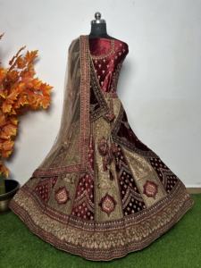 Lehenga nupcial de gama alta Heavy Jarkan multicolor 12 Kali Flair 6M con doble Dupatta para bodas indias tradicionales - Product Image 6