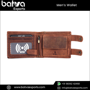 Elegant Vintage Genuine Leather Men's <b>Wallet</b> Fold Closure Big Capacity RFID Blocking Cotton Custom Logo Design for Short Travel - Product Image 4