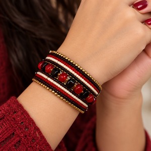 Ensemble de bracelets bohèmes faits à la main, multi-brins, perles en résine, bracelet ethnique superposable, bracelet enveloppant unisexe, bijoux de mode indiens - Product Image 2