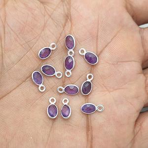 Minuscule 4x6mm facettes améthyste ovale lunette pendentif à breloque en argent Sterling 925 bijoux en pierres précieuses faits à la main - Product Image 5