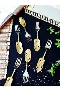 Stainless Steel Flatware Cutlery Spoon <b>Forks</b> with Brass Handle Customize Design High Quality for Party Customize Size - Product Image 2