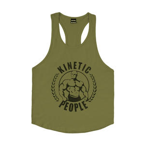 Men's Logo Custom Plus Size Breathable Sporty Gym Fitness Workout Running Muscle Cotton Spandex O-Neck Stringer Crop Tank Top - Product Image 5