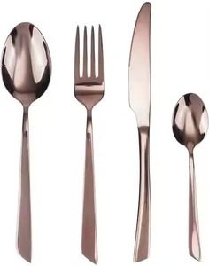 Cubiertos de Acero Inoxidable Espejo, Cuchillo, Tenedor, Cuchara, Vajilla Plateada, Cubiertos de Oro Rosa para Bodas - Product Image 2