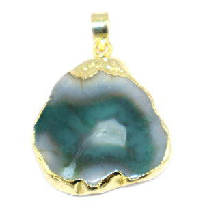 Colgante de Ágata en Rodajas Apiladas, Forma Elegante, Chapado en Oro de 24K, Metal de Latón, Joyería Moderna para Mujer, Venta al por Mayor - Product Image 1