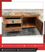 Meubles en bois recyclé de style antique en gros, armoire ouverte en bois à 1 porte et 2 tiroirs, écologique pour la maison et le bureau