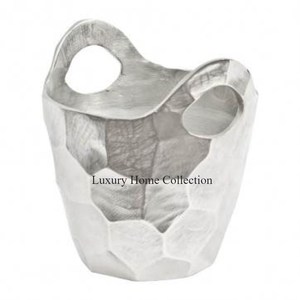 Seaux en métal de couleur cuivre clair pour le refroidissement du vin Seau à glace Vaisselle Refroidisseur de glace à vin Conception martelée avec poignée Forme ronde - Product Image 2
