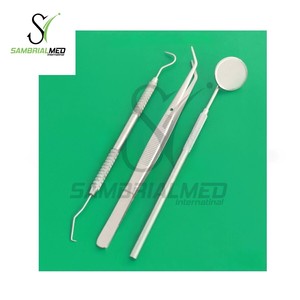 Kit de examen Dental alemán de acero inoxidable, espejo blanqueador de dientes, escalador y pinzas, juego de examen básico de dentista, 3 uds. - Product Image 3