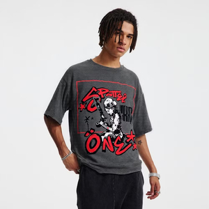 T-shirt vintage à épaules tombantes avec impression personnalisée OEM, fabrication soignée, pour la vie universitaire et la mode étudiante - Product Image 3