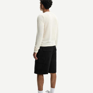 Pantalones vaqueros holgados personalizados al por mayor para hombre, pantalones cortos de mezclilla desgastados y recortados de gran tamaño con empalme Vintage para hombre - Product Image 2