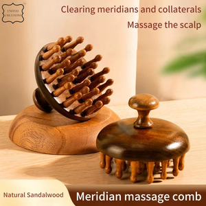 Masajeador de cabeza de cuero cabelludo de madera multifuncional Guasha raspado masajeador corporal peine de masaje de terapia de madera cepillo de pelo de madera - Product Image 2