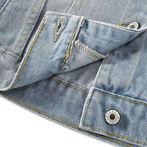 Veste en jean décontractée pour femme en tricot de haute qualité, populaire, en gros, bleu, manches longues, grande taille, 100% coton respirant - Product Image 6