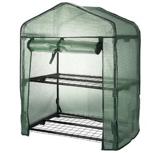 Serra Moderna a 2 Livelli per Balcone, Facile da Montare, Ampio Spazio per la Crescita di Piante da Interno, con Telaio in PVC, PE e Metallo, Resistente alle Intemperie - Product Image 1