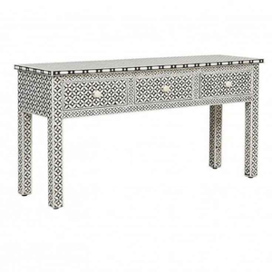 Mesa Consola y Taburetes de Estilo Moderno con Incrustaciones de Hueso Hechos a Mano, Muebles Sofisticados para el Hogar - Mesa de Noche con Incrustaciones de Hueso al por Mayor - Product Image 4