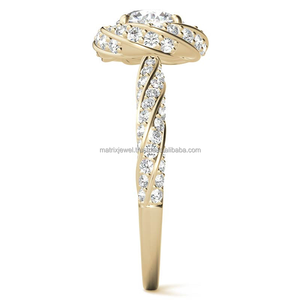 Bague en forme de fleur de rose avec pierre moissanite intégrée sur une bande torsadée en argent 925 Bague en or de designer personnalisée et élégante - Product Image 6