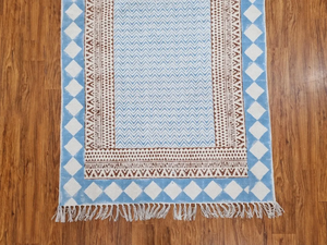 Eco-Friendly Bohemian Hand Block <b>Print</b> Cotton Rug Moroccan Style Anti-Slip Tufted Flatweave for Living Room Washable Handmade - Product Image 4