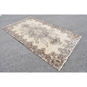 Alfombra turca Vintage de área grande de 5,4x8,6 pies, clásica, Beige, marrón, patrón de retazos, Material de lana, látex para pasillo de dormitorio - Product Image 2