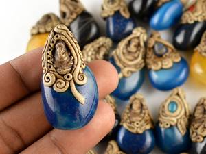 พลอยโอนิกซ์ผสมธรรมชาติแบบกลิ้งสำหรับนอนอัญมณีโบราณจี้ดินโพลิเมอร์สีสวยดีไซน์แบบหลวมทำมือ - Product Image 4