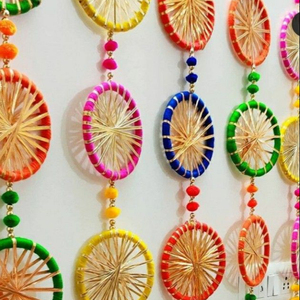 <b>Vintage</b> Handmade Handicraft Indian Cotton Window Valance Embroidery Door Decor Wall Hanging Toran - Product Image 1