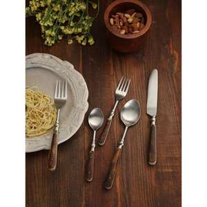 Cuchara con Mango de Madera, Elegante Cubertería de Acero Inoxidable, Perfecta para Comer en Casa, Restaurantes, Hoteles y Decoración de Mesa Rústica - Product Image 1