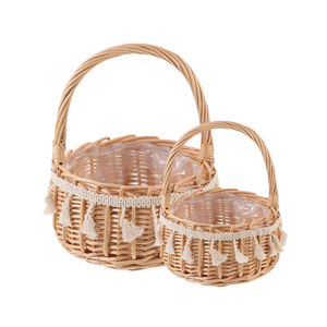 Handwoven Rattan Basket Good Quality VINTAGE COUNTRY BASKET Easter <b>Egg</b> Gift Picnic Basket with Handle for All Outings - Product Image 1