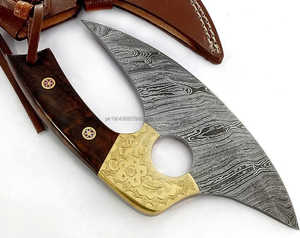 มีดอเนกประสงค์เหล็กกล้าดามัสกัสสเตนเลสแบบดั้งเดิมจาก Steel Craft International พร้อมปลอกหนังสำหรับหั่นพิซซ่าและเนื้อ - Product Image 1