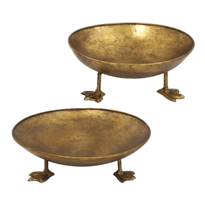 Plato DE SERVICIO DE ALUMINIO Vintage con pies hecho a mano de alta calidad clásico elegante plato de servicio de mesa de Color dorado bandeja de Metal - Product Image 1