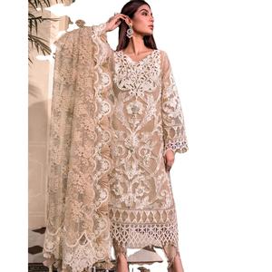 Superventas lujo indio paquistaní bordado Organza Saree Alta Calidad Algodón seda traje Salwar Kameez para boda Formal - Product Image 1