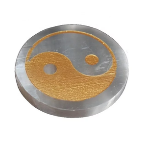 Plaque de charge en sélénite naturelle avec symbole des sept chakras pour la guérison par le Reiki, vente en gros de plaques de charge en sélénite - Product Image 2