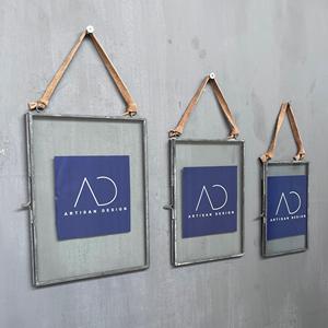 Picture <b>frame</b> <b>set</b> of 3 Hanging <b>photo</b> <b>frame</b> decorative Picture <b>frame</b> metal iron and glass with grey finish - Product Image 3