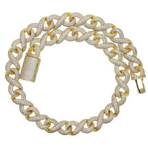 Chaîne cubaine en diamant de laboratoire VVS avec coupe ronde brillante et moissanite plaquée or 14 carats pour hommes certifiés - Product Image 1