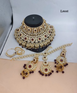 TRADITIONAL & FANCY ANTIQUE DESIGNER BRIDAL <b>JEWELLERY</b> GOLD PLATED and CZ ZIRCON BRIDAL WEDDING NECKLACE <b>SET</b> and FORWOMEN & <b>GIRL</b> - Product Image 2