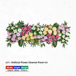 Panel de Flores Artificiales Pastel Paradise Multitonal, Dalia Melocotón y Hilera de Rosas, 120cm, Botánico Premium - Product Image 1