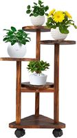 Support de plantes rotatif en bois avec roulettes pour un repositionnement facile, auto-arrosant et écologique pour la jardinage