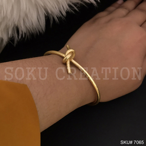 Handmade Knot Style Designer <b>Gold</b> Plated Premium Fashion Cuff <b>Bracelets</b> for Girls SKU 7065 - Product Image 3
