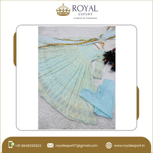 Georgette de imitación de diseño único, vestido largo indio con bordado, para fiesta de boda, con apariencia completamente cosida, Anarakali - Product Image 2