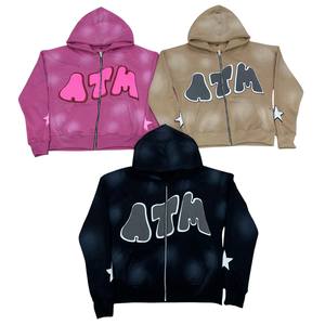 Sudaderas con cremallera de algodón personalizadas para hombre Sudaderas 100% de algodón con serigrafía Logotipo OEM Ropa de calle y ropa informal - Product Image 1