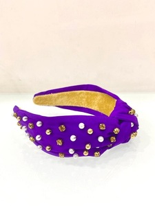 Venta al por mayor de la parte superior anudada diadema de cuentas para las mujeres las niñas brillante Zig-Zag Oro Verde patrón de moda diadema - Product Image 4