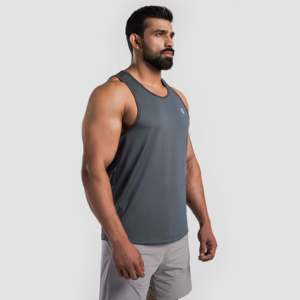 Débardeur de sport en coton XL pour homme, respirant et compressif, avec capuche, coupe ajustée, pour l'entraînement, avec logo, gris - Product Image 1