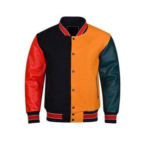 Vente en gros de blouson bombardier en laine brodée chenille manches en cuir design classique varsity letterman vestes de baseball streetwear - Product Image 1