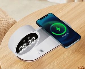 Cargador Inalámbrico 3 en 1 en Oferta, Carga Rápida de 15 W para Dispositivos Móviles con Reloj Despertador Digital, Luz Nocturna Integrada con Soporte - Product Image 5