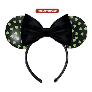 Serre-tête Oreilles de Souris Vertes Édition Cœur, Conception Pré-Approuvée Directement de l'Usine, Accessoire Cheveux Personnalisable - Product Image 1